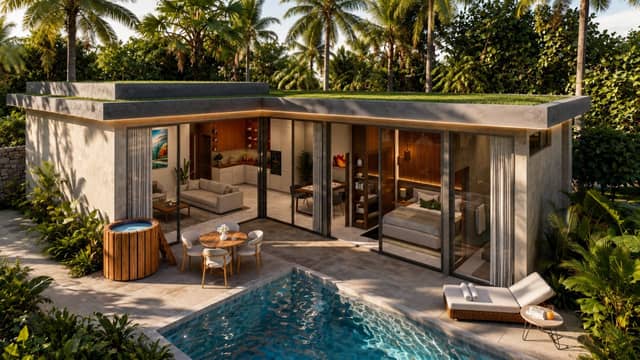 Exclusive Private Pool 1-Bedroom Villa – Sophisticated Tropical Sanctuary with Complete Wellness Equipment