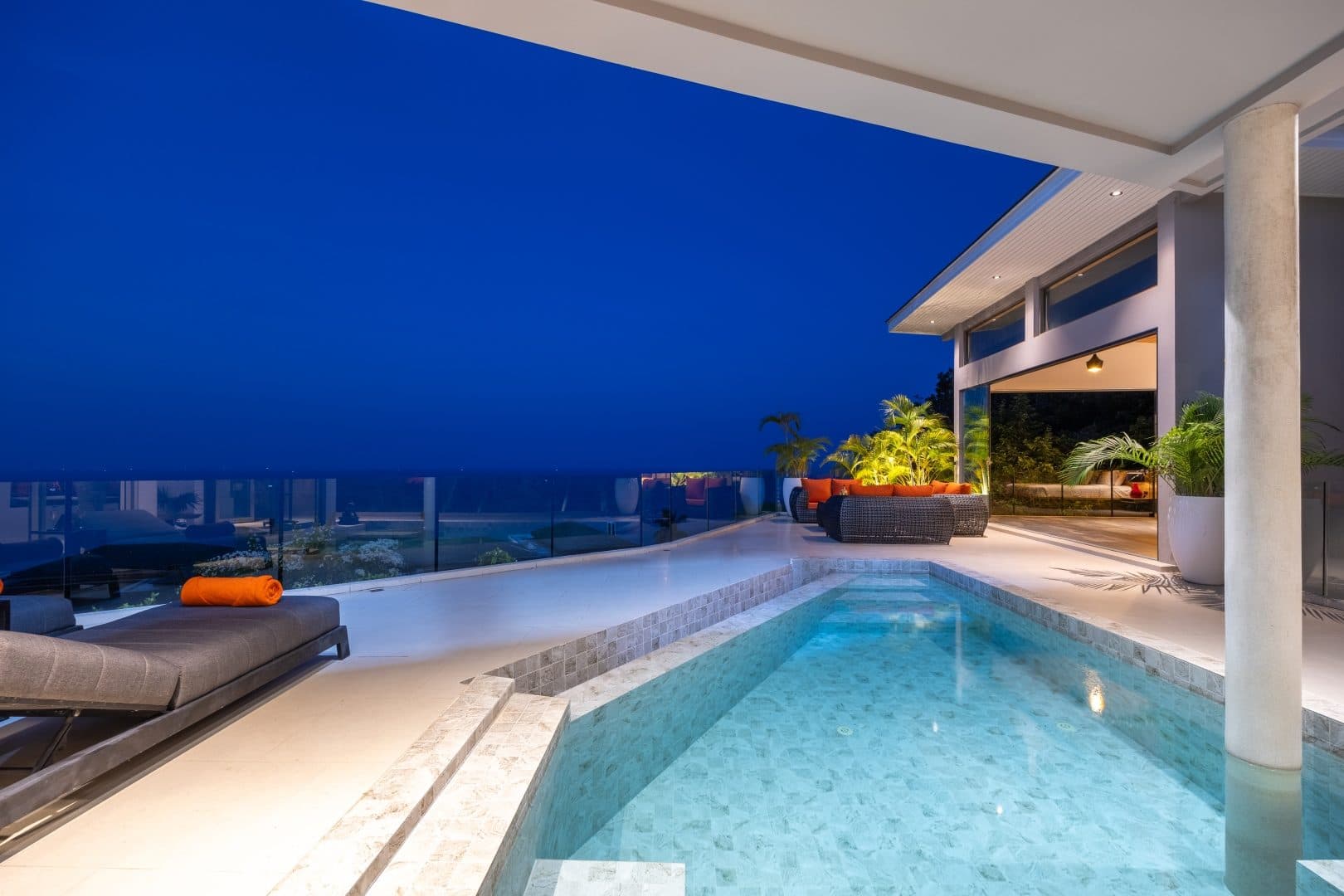 4-Bedroom Villa — Chaweng Noi — Glass rail, then open water