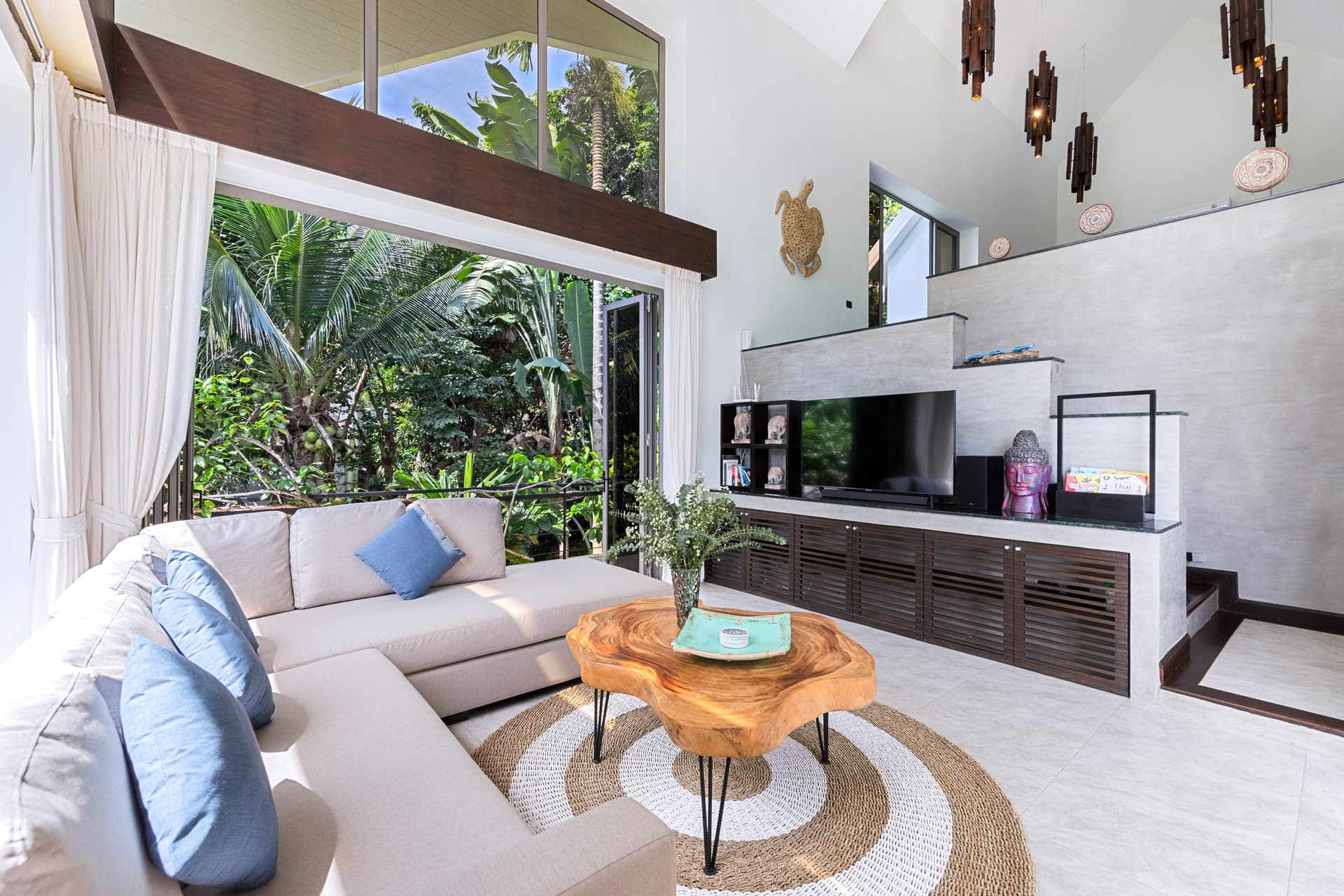 5-Bedroom Villa — Chaweng Noi — Glass doors open to the planting
