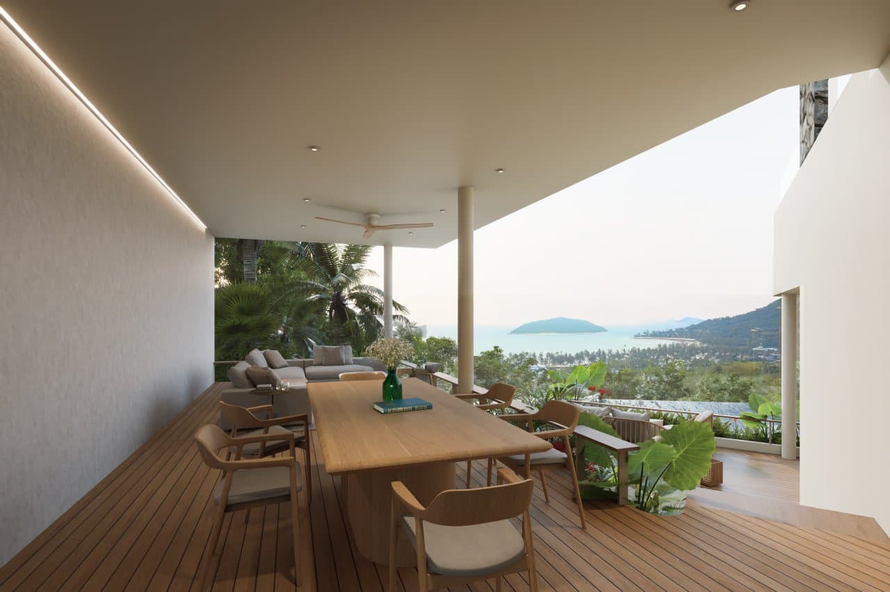 Exclusive 4-Bedroom Pool Villa with Infinity Pool and Sweeping Ocean Views — Dining out on the terrace
