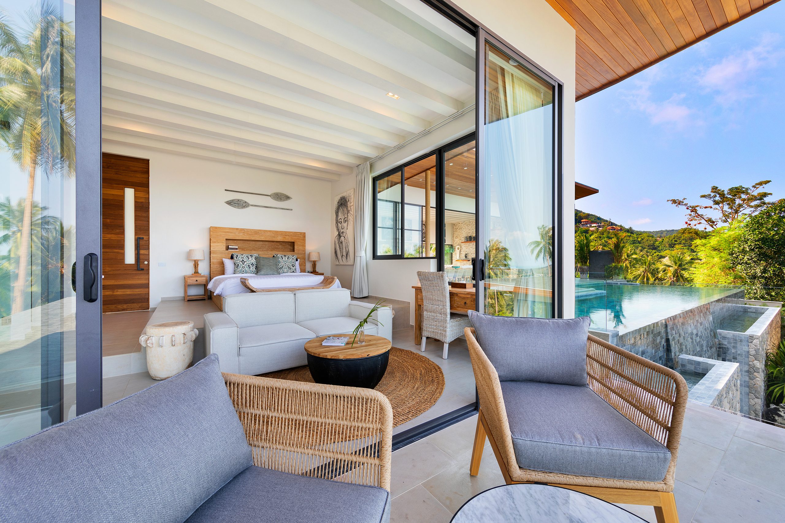 Hillside Sea-View 6-Bedroom Villa — Chaweng — Chaweng bay from the upper terrace