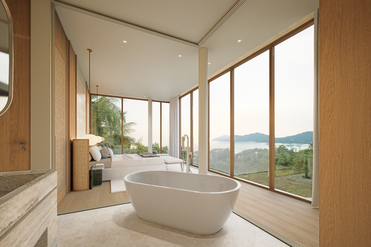 Exclusive 4-Bedroom Pool Villa with Infinity Pool and Sweeping Ocean Views — The master with its own bathroom